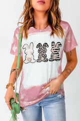 Pink Bleached Tie-dye Easter Rabbits Graphic T Shirt Graphic Tees JT's Designer Fashion