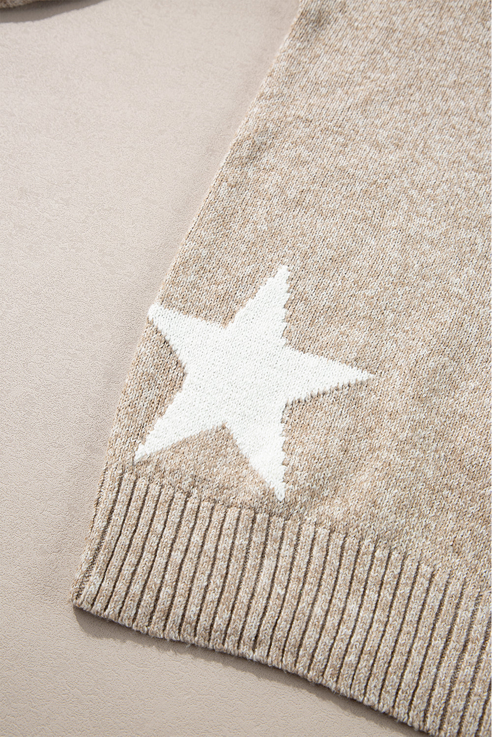 Khaki Star Pattern Drop Shoulder Sweater Sweaters JT's Designer Fashion