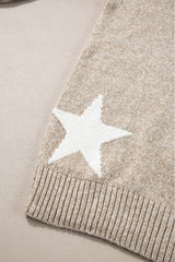 Khaki Star Pattern Drop Shoulder Sweater Sweaters JT's Designer Fashion