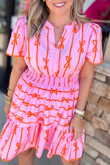 Rose Bow Tastic Clinched Waist Ruffled Plus Size Dress Plus Size Mini Dresses JT's Designer Fashion