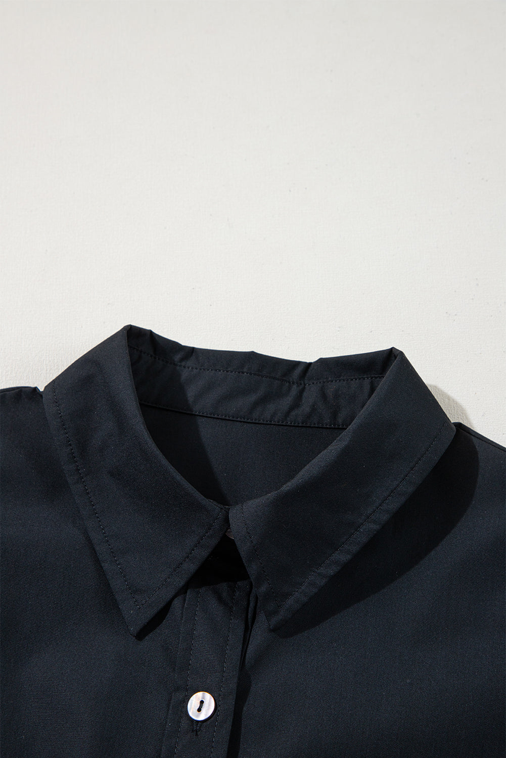 Black Button Up Tie Waist Puff Sleeve Mini Dress Mini Dresses JT's Designer Fashion