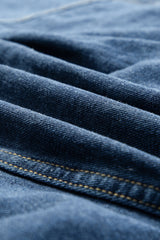 Dark Blue Washed Oversize Pocketed Denim Jacket Denim Jackets JT's Designer Fashion