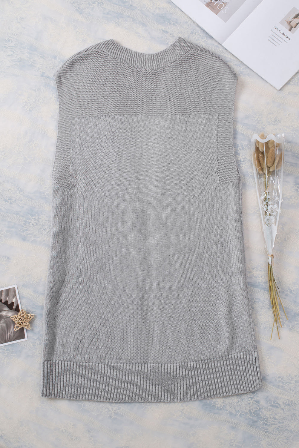 Gray Basic Vest Cardigan Sweater Sweaters & Cardigans JT's Designer Fashion