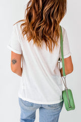 White USA Bow Letter Graphic Short Sleeve Top Graphic Tees JT's Designer Fashion