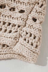 Smoke Gray Hollow-out Cable Knit Cropped Sweater Sweaters JT's Designer Fashion