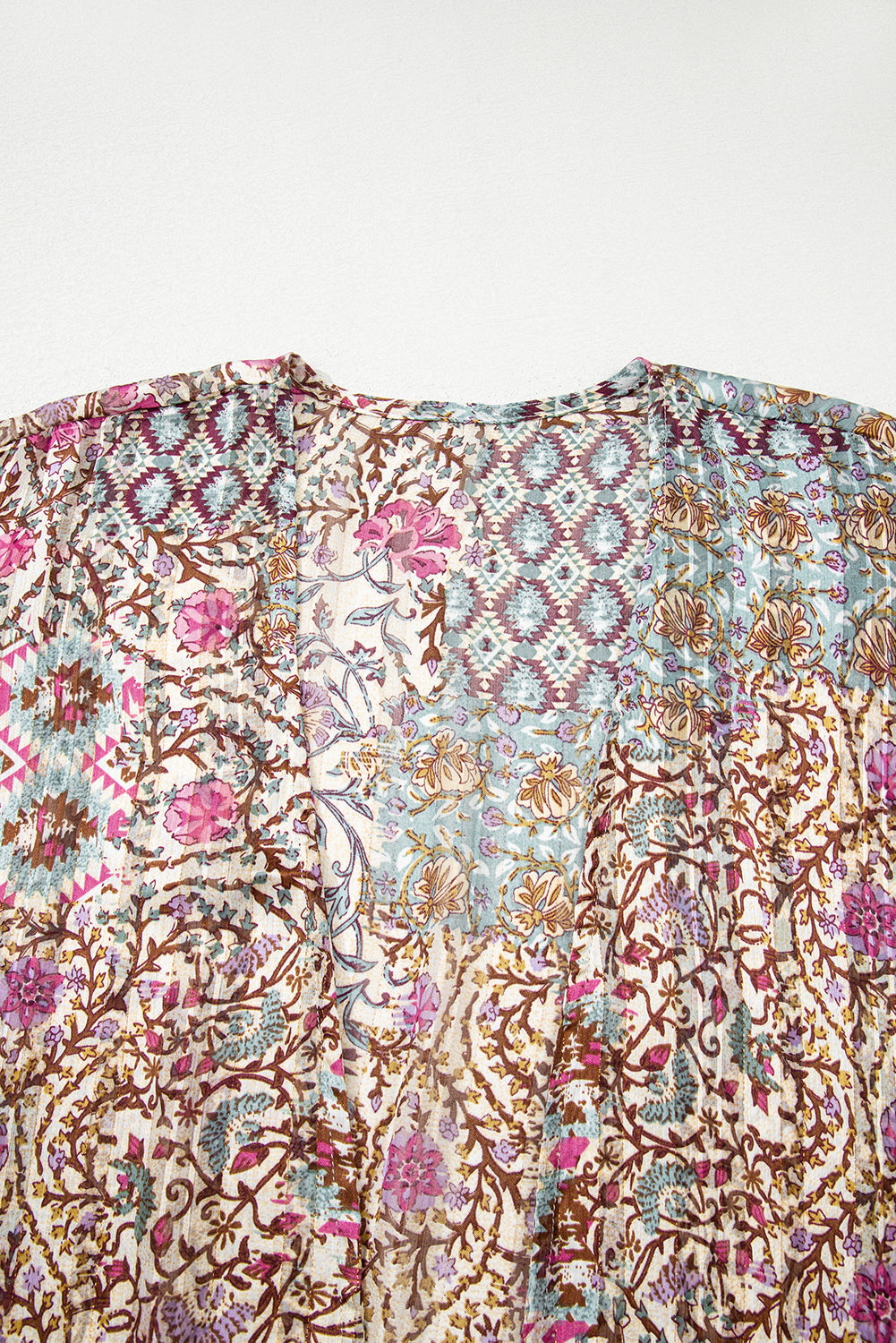 Apricot Floral Print Short Wide Sleeve Open Front Loose Kimono Kimonos JT's Designer Fashion