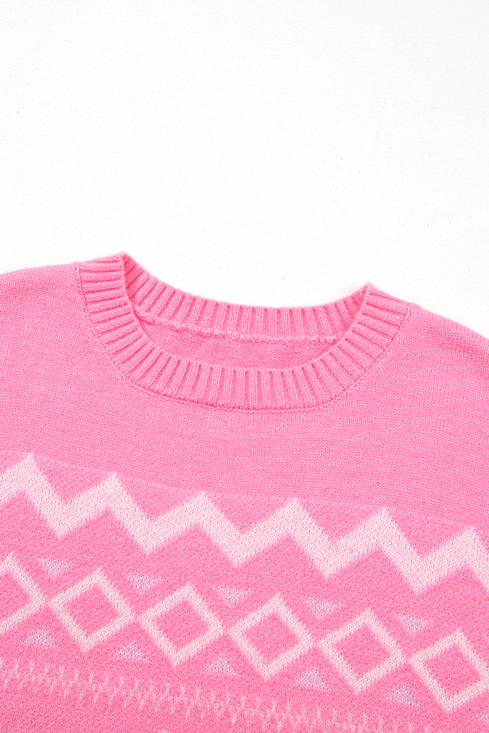 Pink Western Aztec Geometric Drop Shoulder Sweater Sweaters JT's Designer Fashion