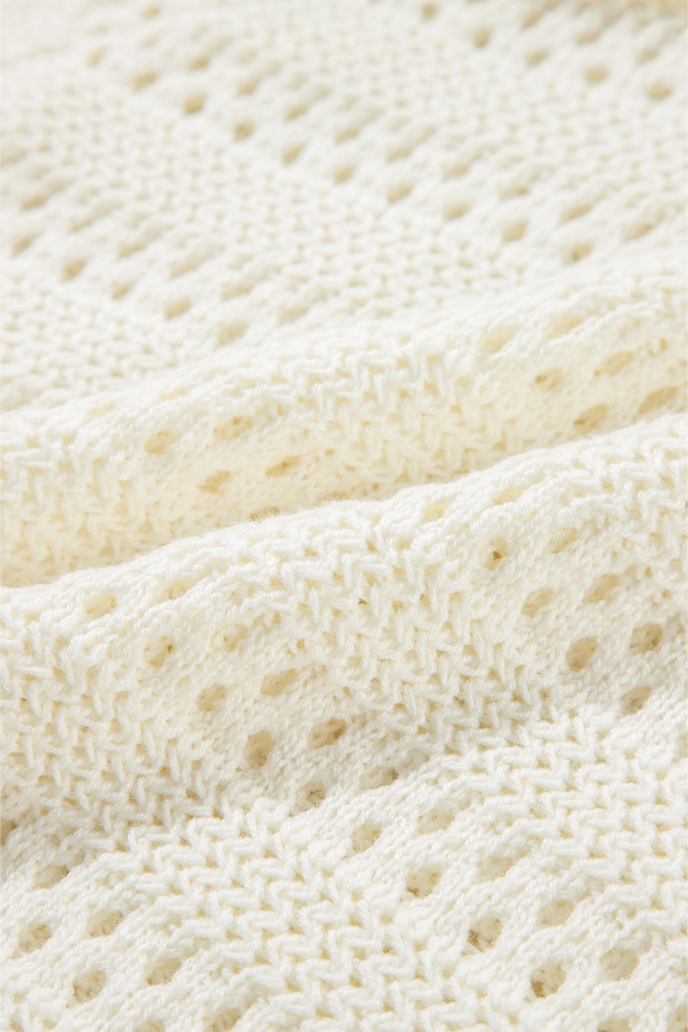 White Pointelle Knit Raglan Sleeve Hooded Sweater Sweaters JT's Designer Fashion