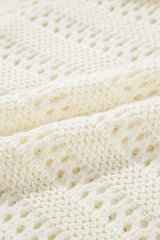 White Pointelle Knit Raglan Sleeve Hooded Sweater Sweaters JT's Designer Fashion