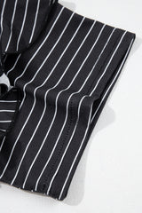 Black Stripe Ruffled Short Sleeve Crew Neck T Shirt Shift Mini Dress T Shirt Dresses JT's Designer Fashion