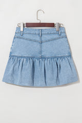 Myosotis Bubble Hem Denim Mini Skirt Skirts & Petticoat JT's Designer Fashion