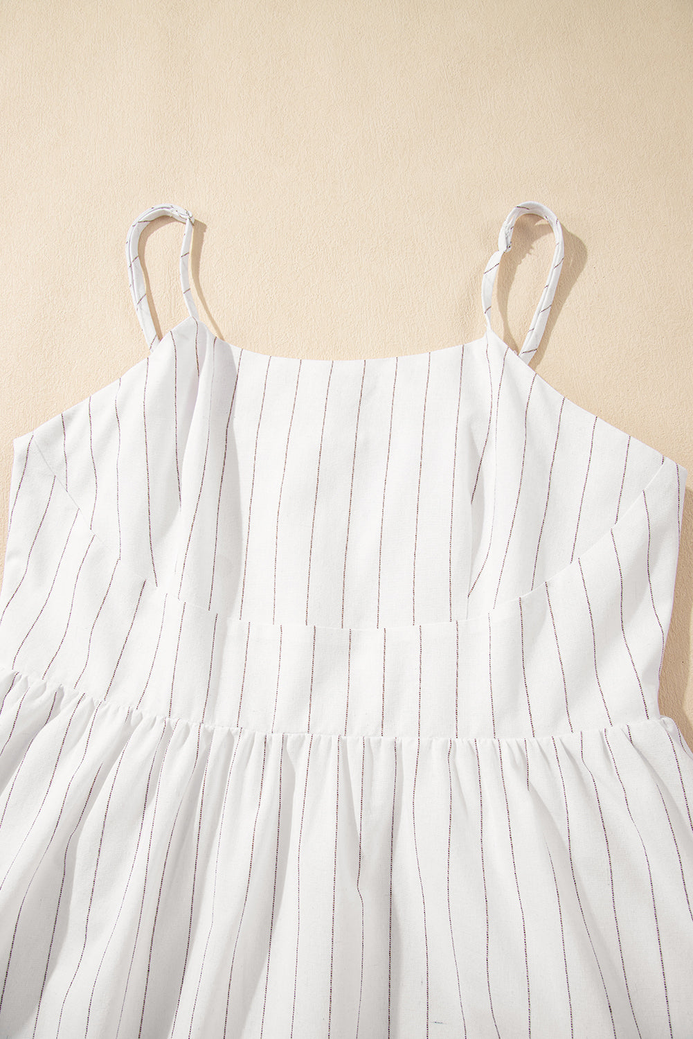Beige Stripe Spaghetti Strap Pocketed High Waist Long Dress Maxi Dresses JT's Designer Fashion