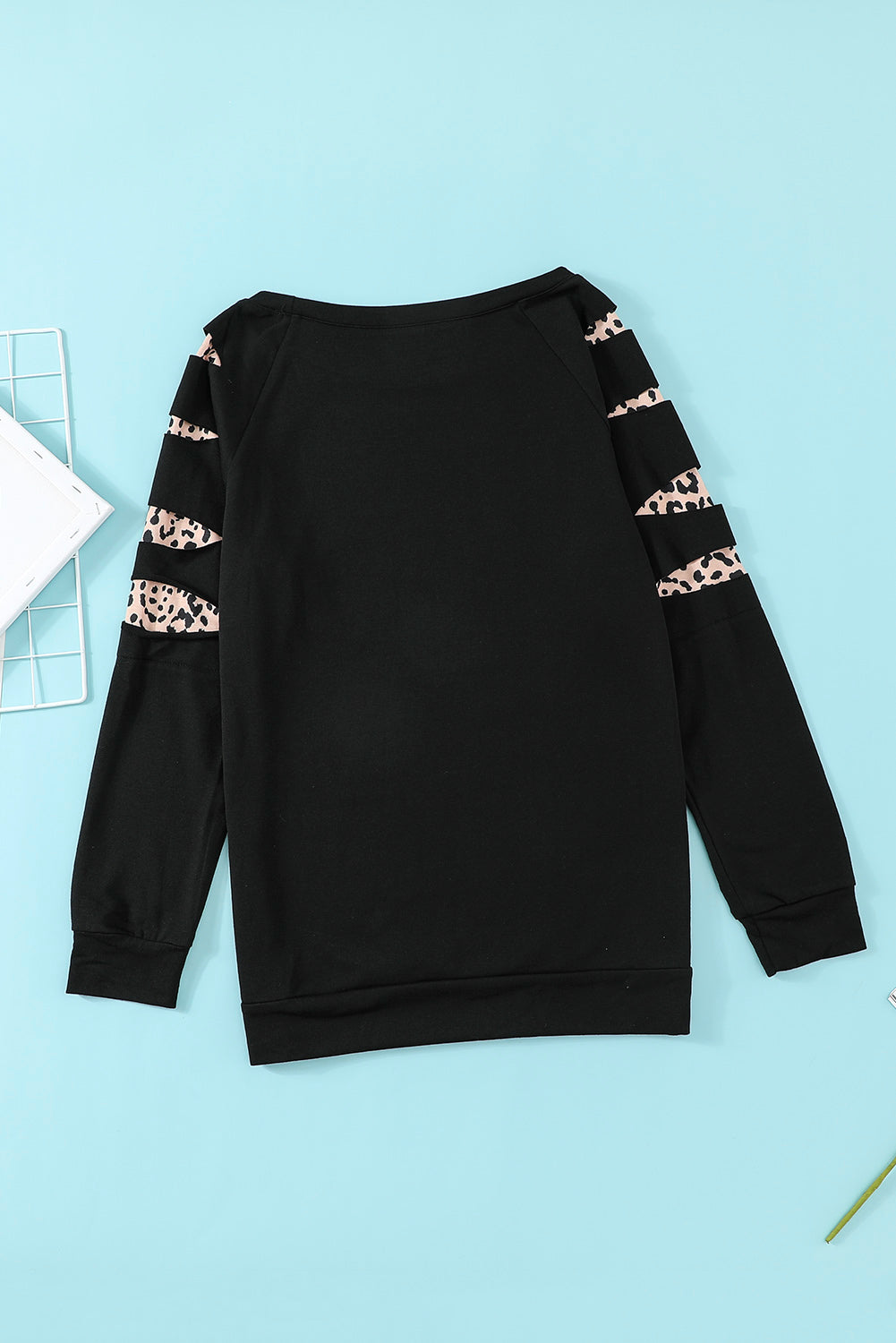 Leopard Insert Black Sweatshirt Sweatshirts & Hoodies JT's Designer Fashion