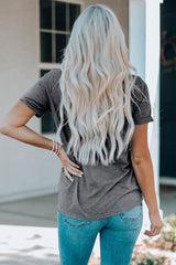 Gray Sequin Leopard Heart Graphic T-shirt Graphic Tees JT's Designer Fashion