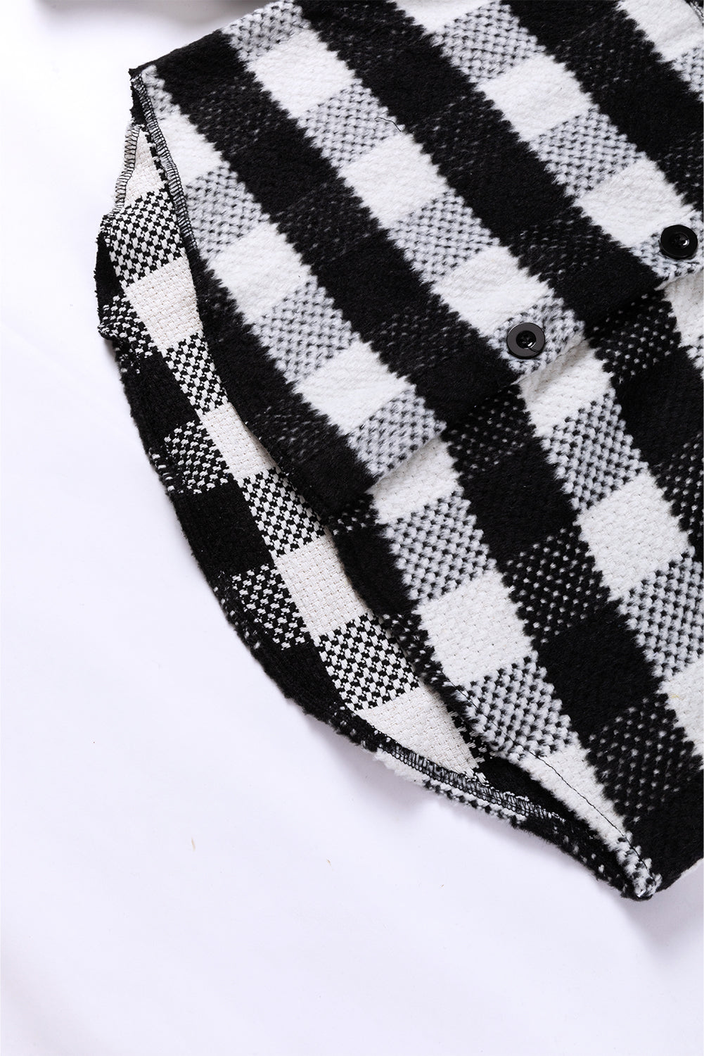 Black Plaid Textured Flap Pocket Shacket Plaid Shackets JT's Designer Fashion