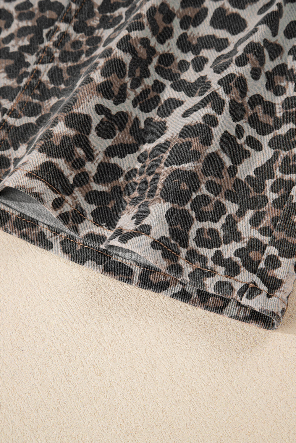 Khaki Leopard Denim Mini Skirt Skirts & Petticoat JT's Designer Fashion