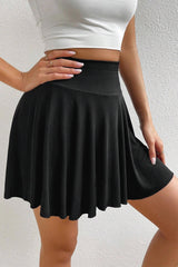 Black A-line Draped High Waist Phone Pocket Lined Skort Casual Shorts JT's Designer Fashion