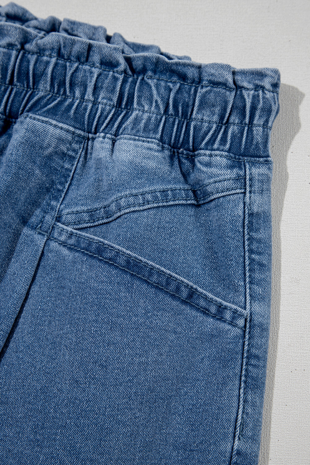 Ashleigh Blue Drawstring High Waist Casual Denim Shorts with Pockets Denim Shorts JT's Designer Fashion