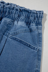 Ashleigh Blue Drawstring High Waist Casual Denim Shorts with Pockets Denim Shorts JT's Designer Fashion