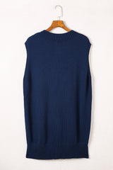 Dark Blue Knit Vest Pullover Sweater Sweaters & Cardigans JT's Designer Fashion