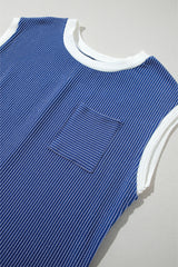 Sail Blue Rib Textured Cap Sleeve T-Shirt Dress T Shirt Dresses JT's Designer Fashion