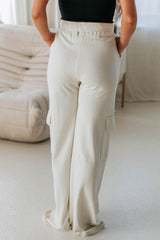 Beige Plain Cargo Pockets High Waist Casual Sweatpants Pants & Culotte JT's Designer Fashion