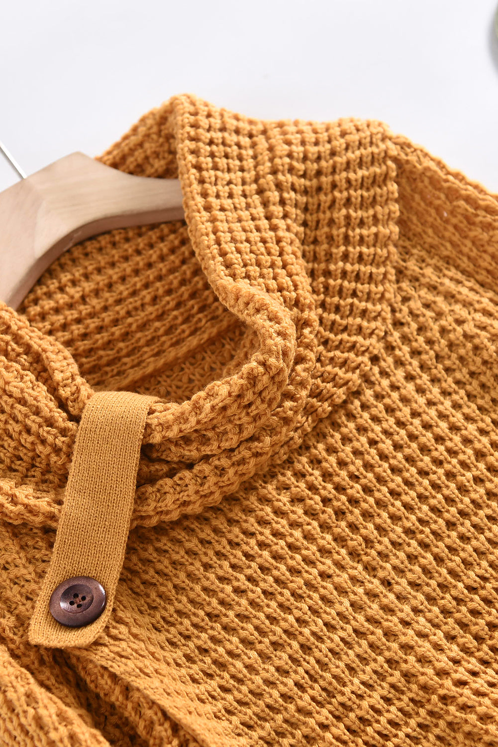 Mustard Buttoned Wrap Turtleneck Sweater Sweaters & Cardigans JT's Designer Fashion