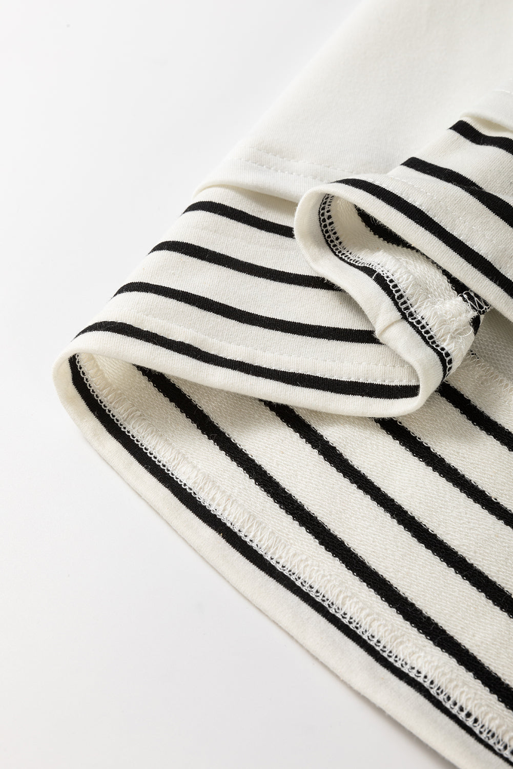 White Stripe Colorblock Sleeve Exposed Seam Fake-2-Piece Sweatshirt Sweatshirts & Hoodies JT's Designer Fashion