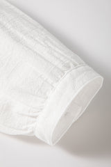 White Geometric Embroidered Long Sleeve Buttoned Blouse Blouses & Shirts JT's Designer Fashion