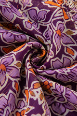 Purple Floral Smocked Puff Sleeve High Neck Mini Dress Floral Dresses JT's Designer Fashion