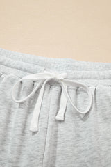 Light Grey Color Block Raw Hem Pullover and Casual Shorts Set Short Sets JT's Designer Fashion