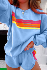 Beau Blue Accent Pullover and Shorts Two Piece Casual Set Short Sets JT's Designer Fashion