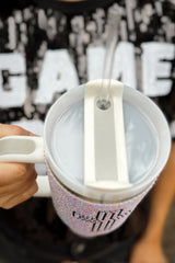 White GAME DAY Rhinestone Handle Large Tumbler 40oz Tumblers JT's Designer Fashion
