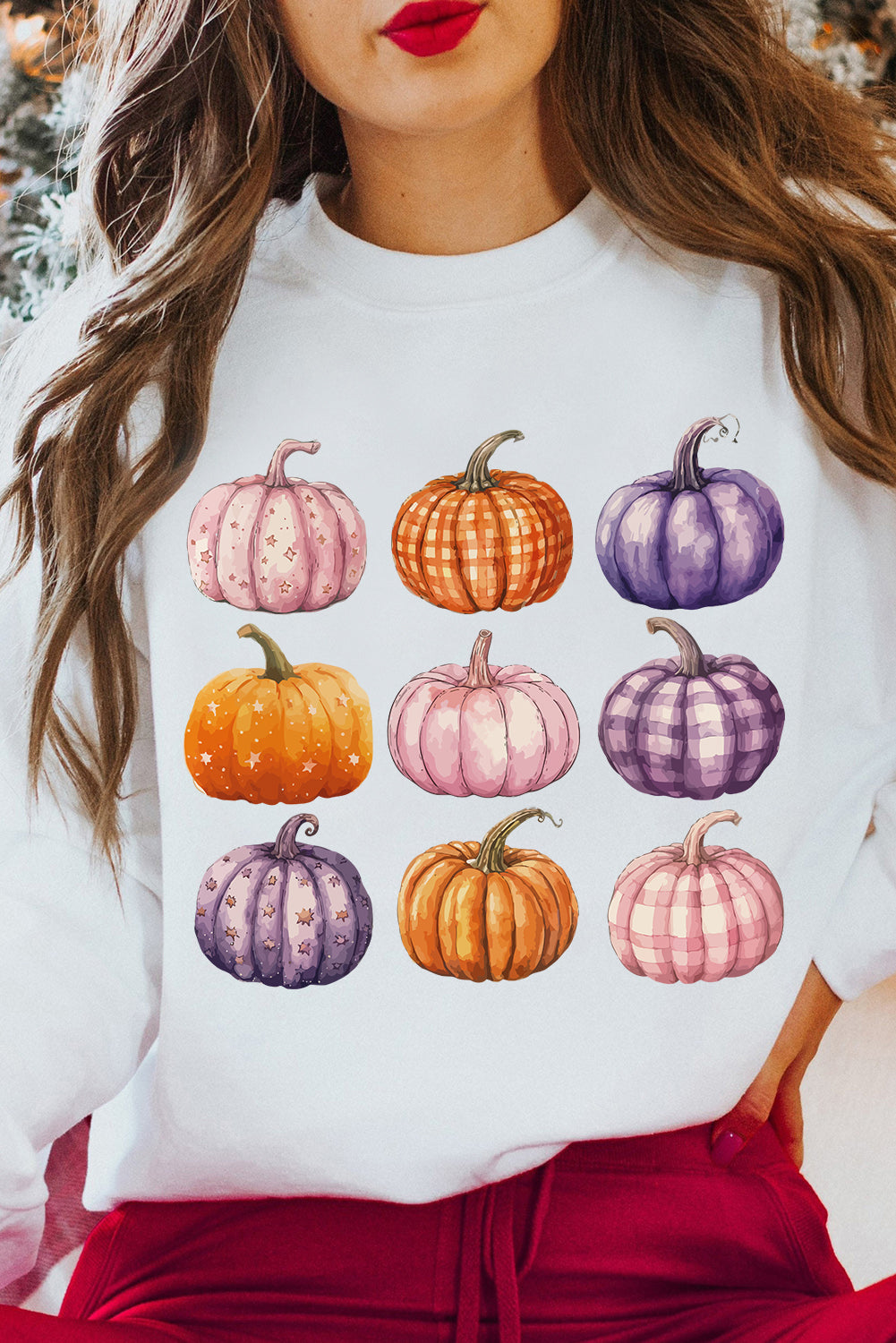 Beige Thanksgiving Halloween Pumpkin Graphic Pullover Sweatshirt Beige 50%Polyester+50%Cotton Graphic Sweatshirts JT's Designer Fashion