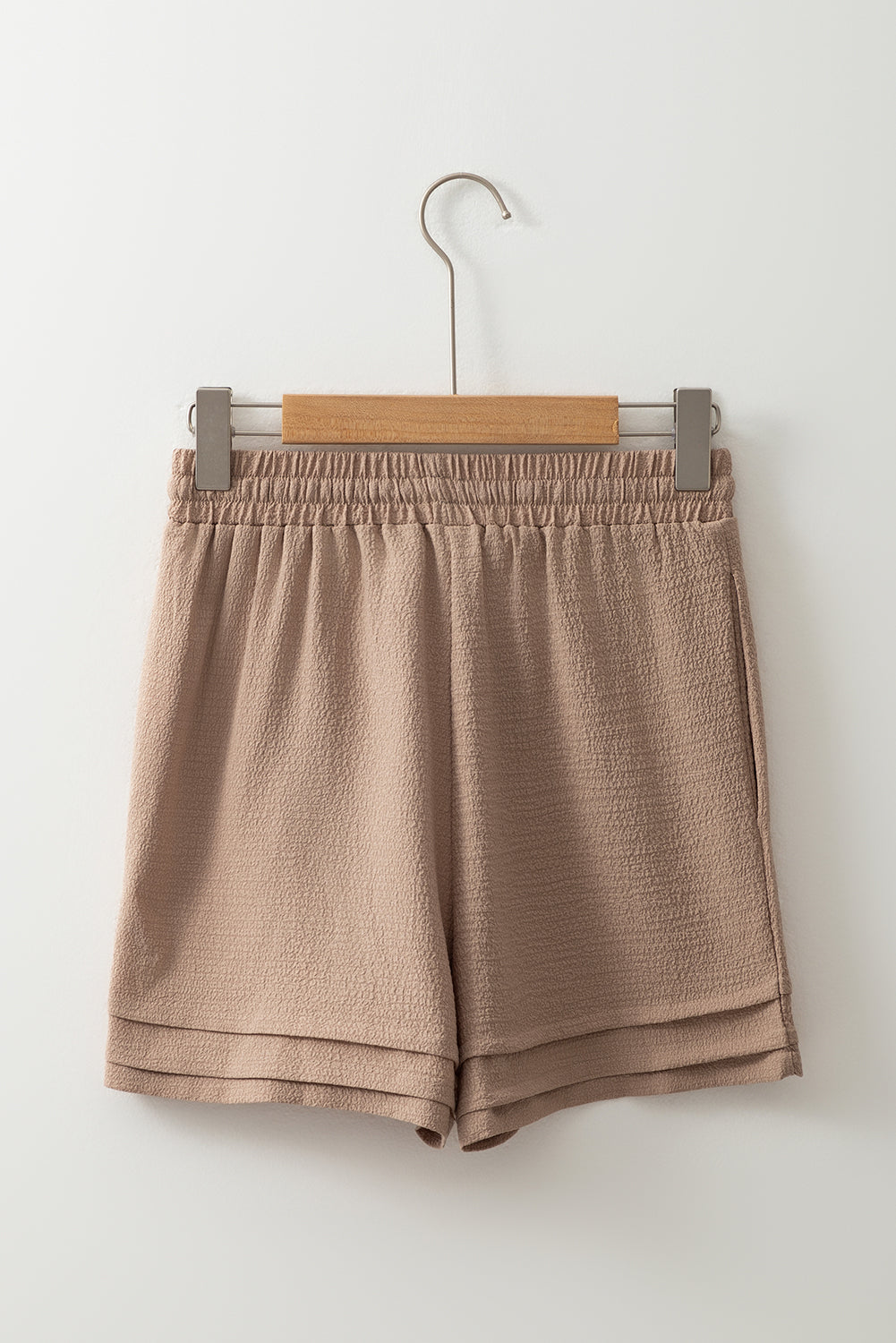 Straw Yellow Textured Tiered Edge High Waist Casual Shorts Casual Shorts JT's Designer Fashion