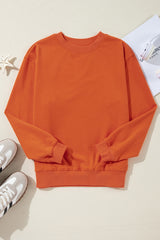 Orange Plain Drop Shoulder Crewneck Pullover Sweatshirt Sweatshirts & Hoodies JT's Designer Fashion