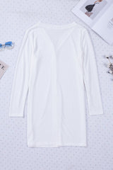 White Solid Color Open-Front Buttons Cardigan Sweaters & Cardigans JT's Designer Fashion
