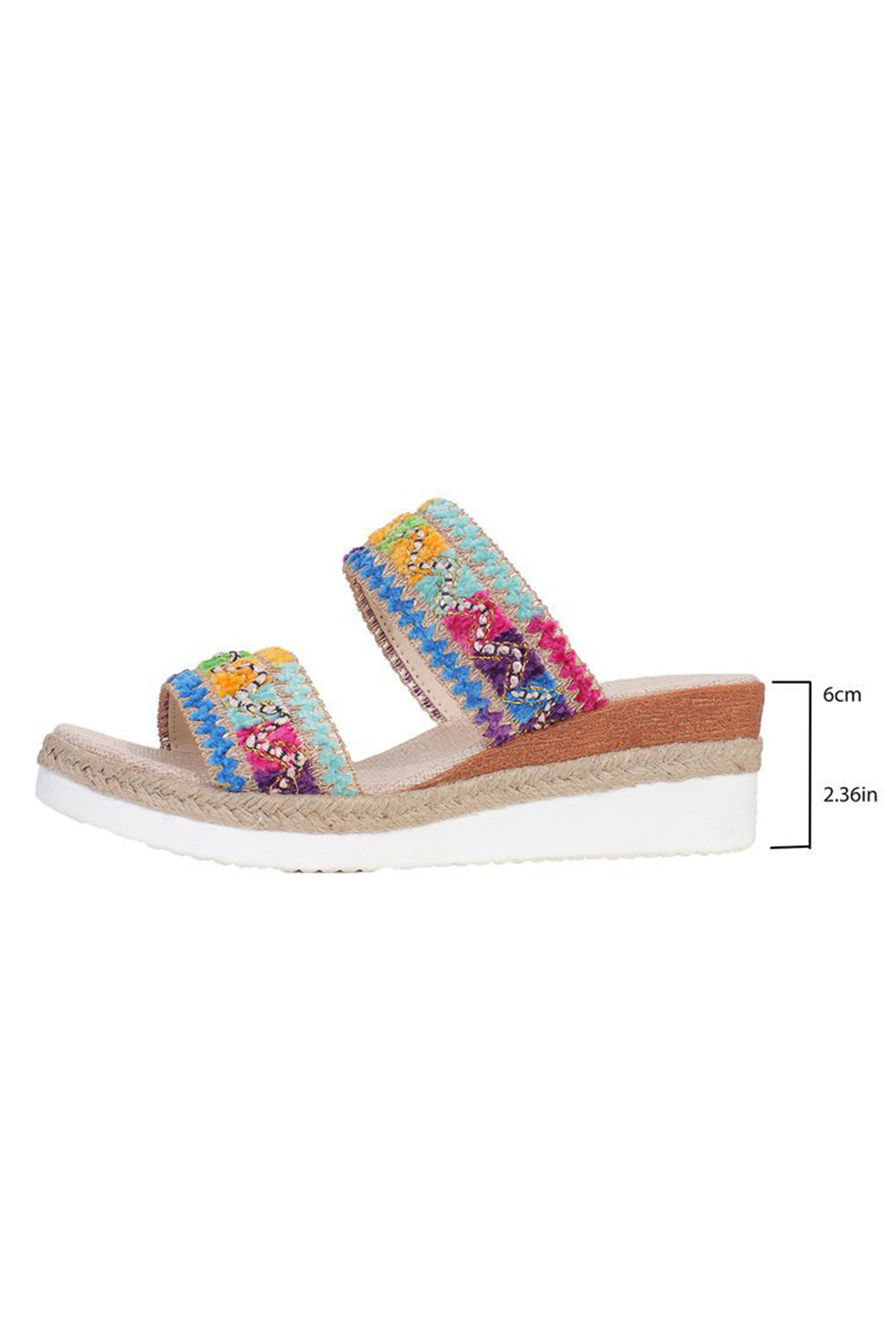 Multicolour Crochet Dual Band Wedge Slippers Slippers JT's Designer Fashion