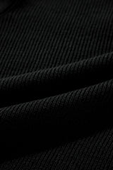 Black Lightweight Ribbed Knit Button Front V Neck Cardigan Cardigans JT's Designer Fashion