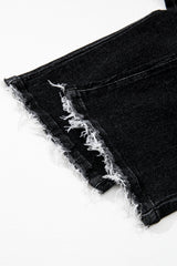 Carbon Grey Mineral Wash Raw Hem High Waist Flared Jeans Jeans JT's Designer Fashion