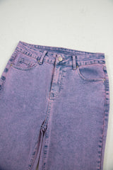 Orchid Petal Vintage Wash Frayed Hem Ankle-length Jeans Jeans JT's Designer Fashion