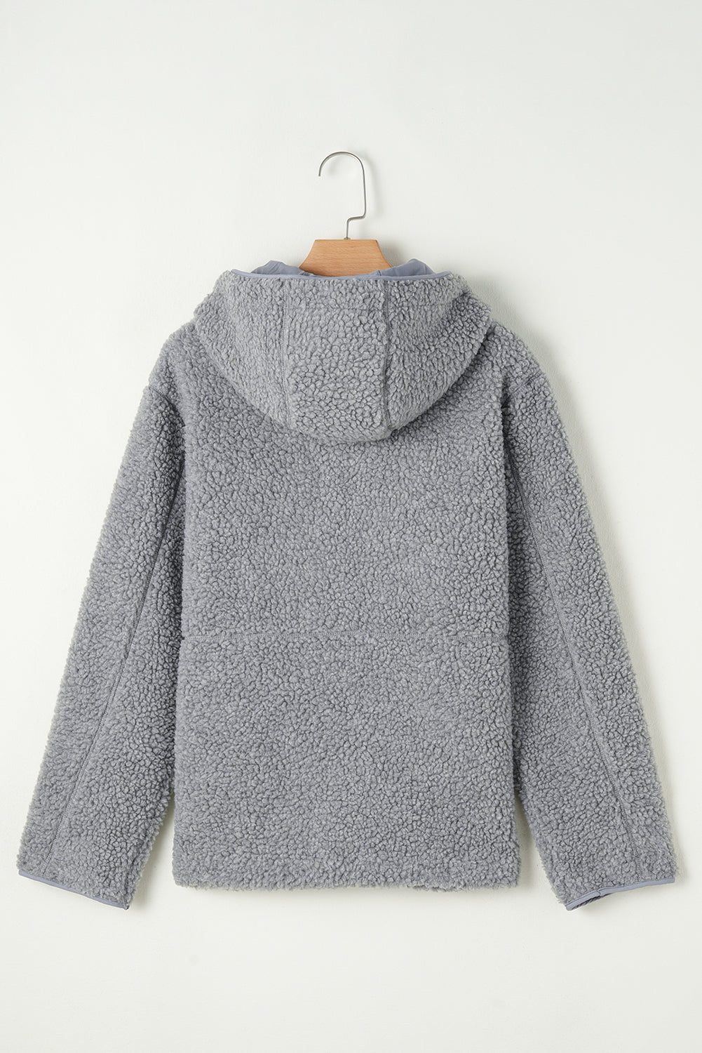 Medium Grey Fleece Zip Up Drawstring Hooded Pocketed Jacket Jackets JT's Designer Fashion