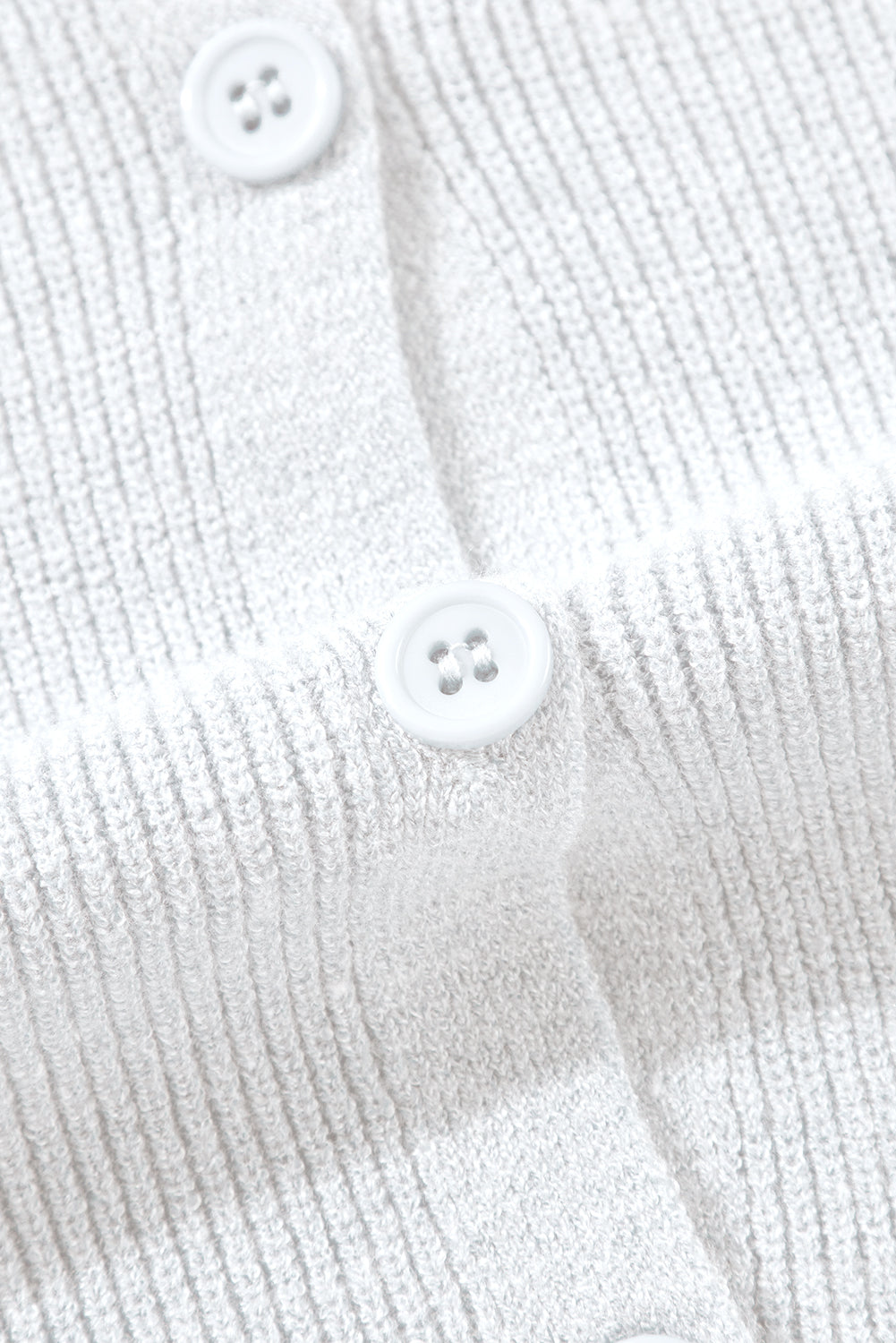 White Lightweight Ribbed Knit Button Front V Neck Cardigan Cardigans JT's Designer Fashion