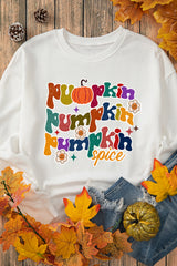 Beige Cute Pumpkin Spice Graphic Thanksgiving Sweatshirt Graphic Sweatshirts JT's Designer Fashion