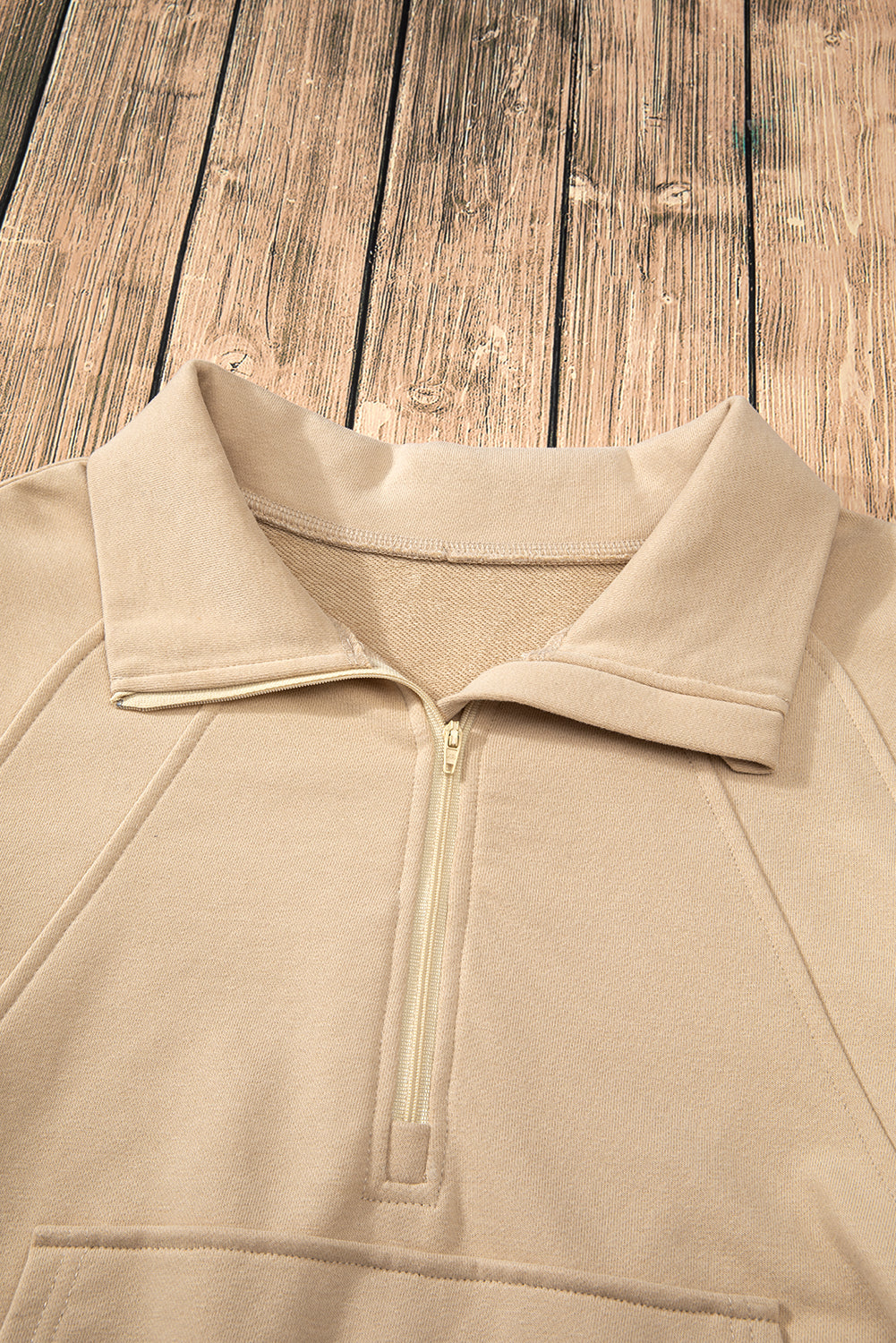 Parchment Quarter Zip Stand Neck Kangaroo Pocket Sweatshirt Sweatshirts & Hoodies JT's Designer Fashion