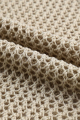 Khaki Hollow-out Knit Long Sleeve Top Long Sleeve Tops JT's Designer Fashion