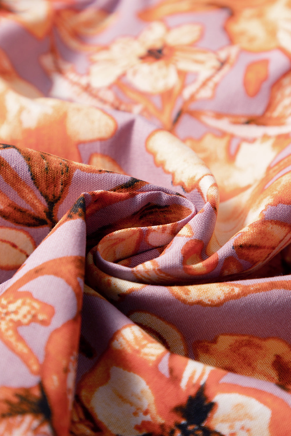 Orange Floral Print Ruffled Flutter Sleeve Frilled V Neck Blouse Blouses & Shirts JT's Designer Fashion