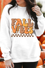 Beige FALL VIBES Graphic Drop Shoulder Sweatshirt Beige 50%Polyester+50%Cotton Graphic Sweatshirts JT's Designer Fashion
