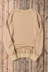 Khaki Drop Shoulder Ribbed Trim Oversized Sweatshirt Sweatshirts & Hoodies JT's Designer Fashion