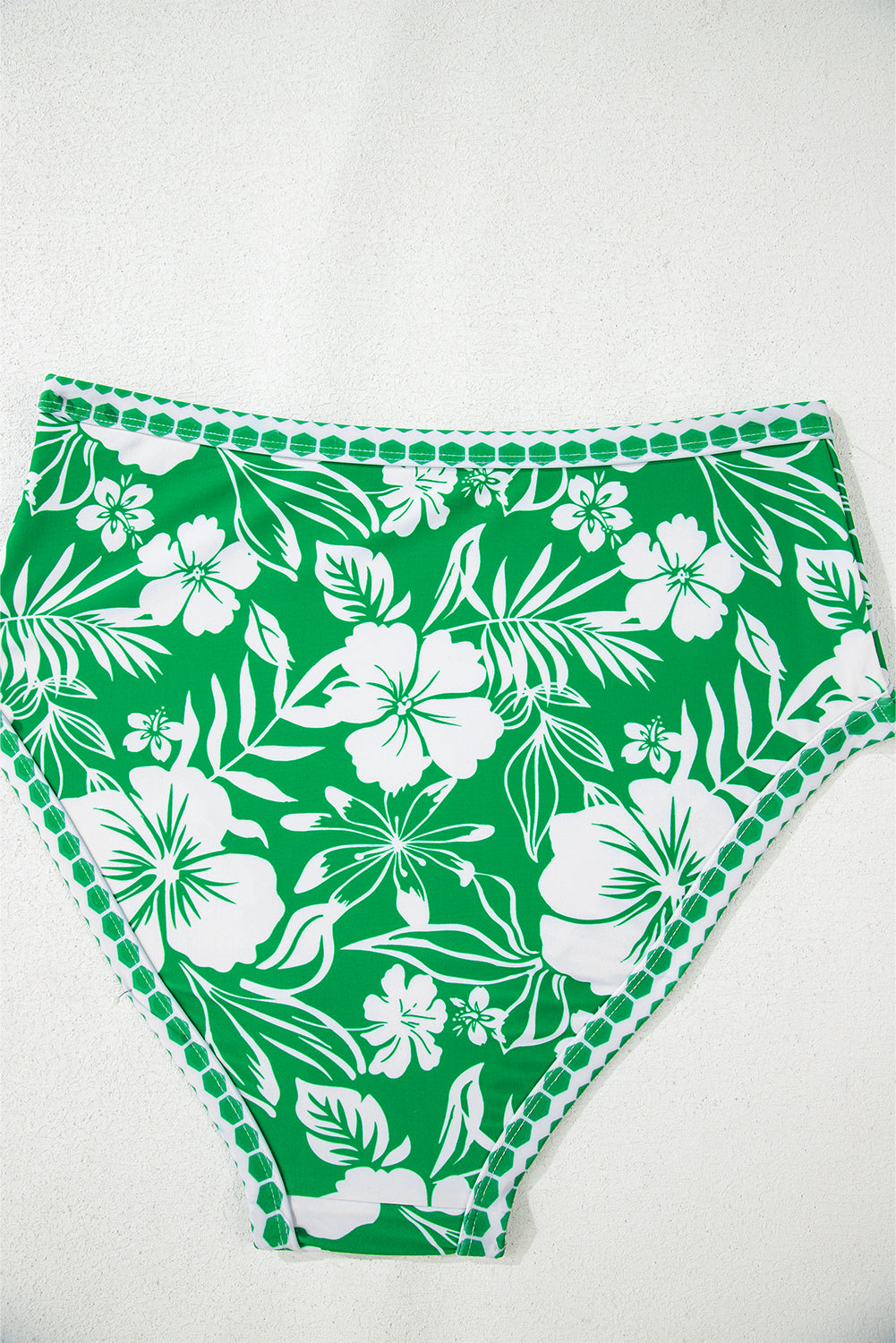 Green Floral Print One Shoulder High Waist Bikini Set Bikinis JT's Designer Fashion